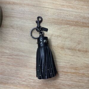 Coach Black Leather Tassel Key Holder